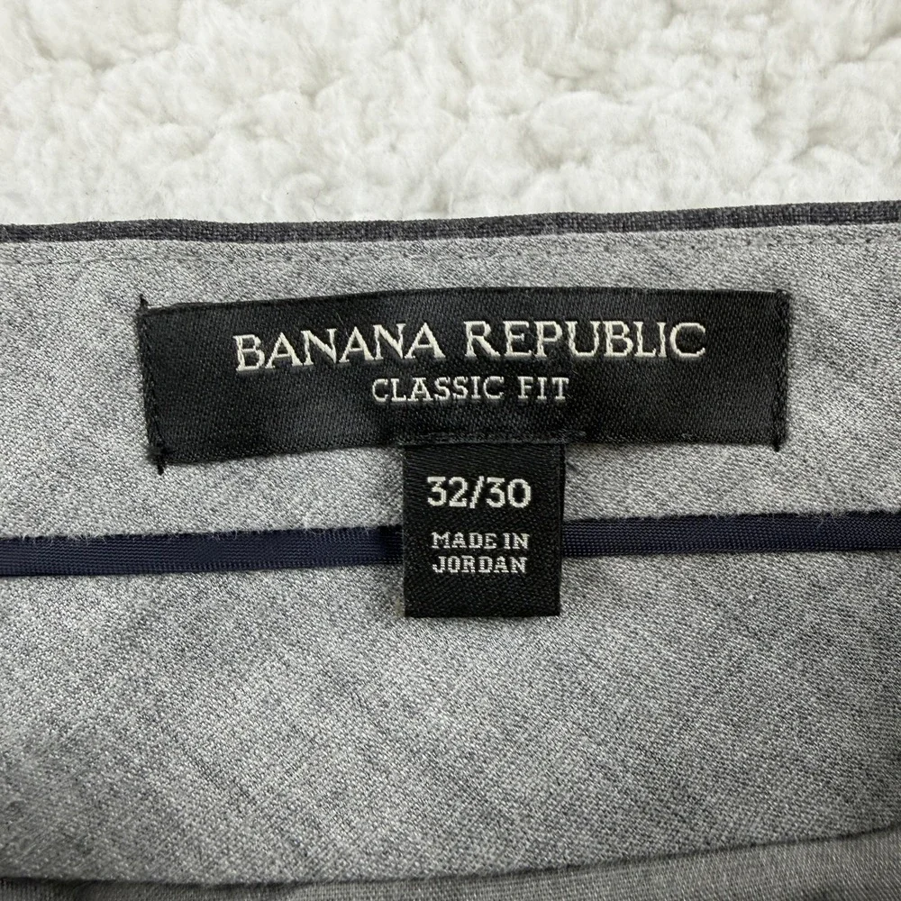 Banana Republic Dress Pants Mens 32x30 Gray Classic Fit Wool Lined Office Wear‎